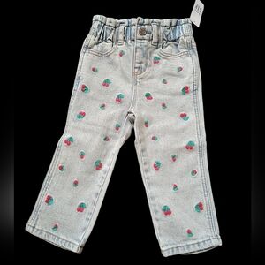 GAP Baby Girl Light Blue 'Just Like Mom' Jeans with Cherry Design-100% Cotton